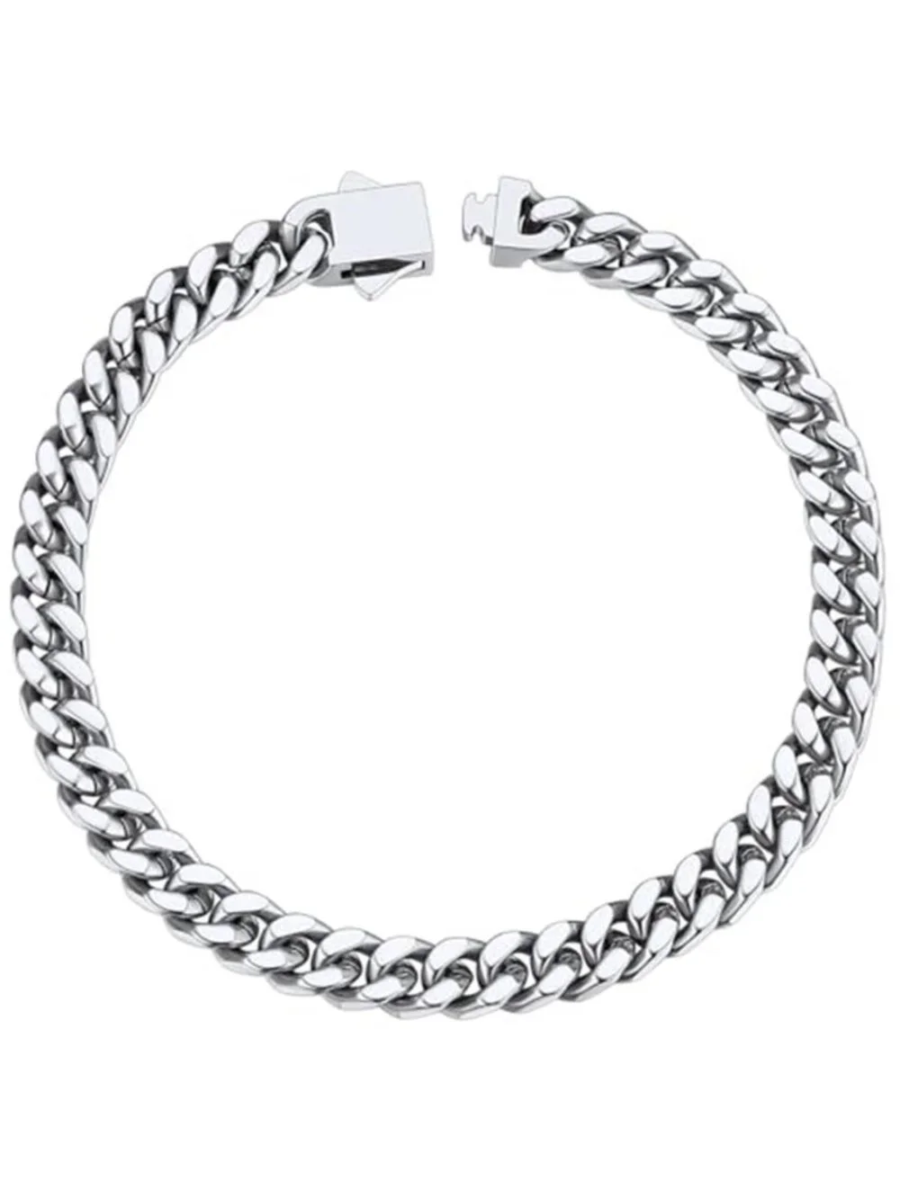 Mens Cuban Link Chain Bracelet Stainless Steel 75 in Hip Hop Jewelry Push Clasp